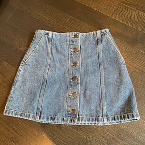 Womens, jean, button up denim skirt
